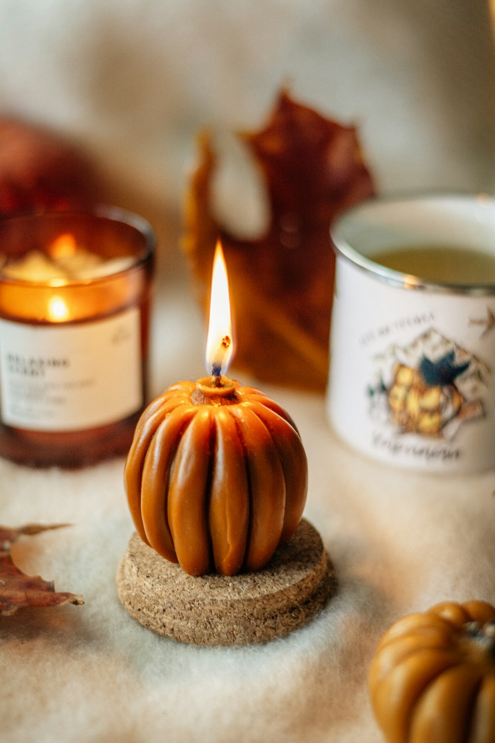 a candle that is sitting on a table