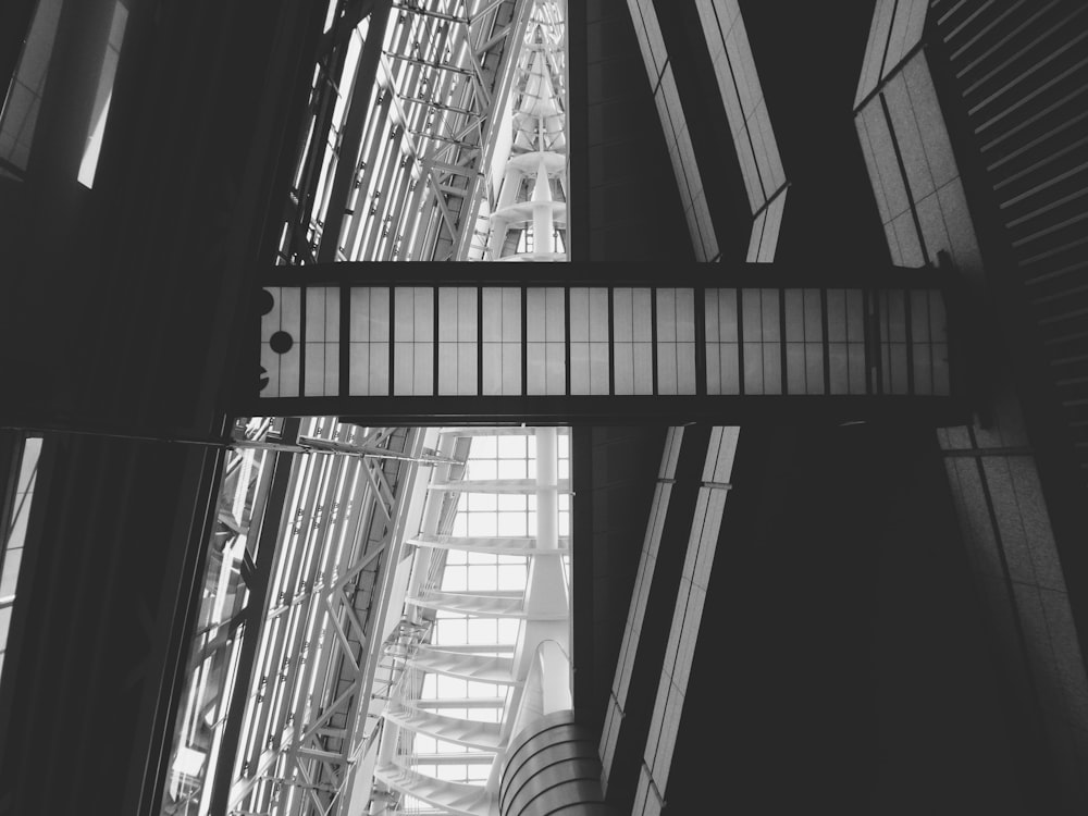 a black and white photo of the inside of a building