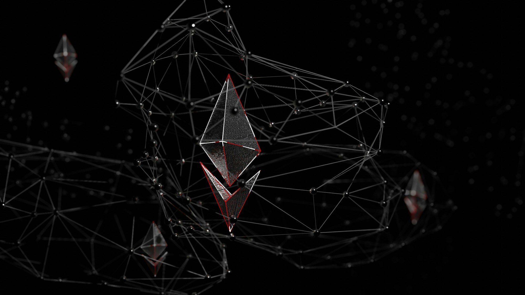 3D illustration of a network of ethereum in dark.
red, white, and black colored ethereum illustration.
「 LOGO / BRAND / 3D design 」 
WhatsApp: +917559305753
 Email: shubhamdhage000@gmail.com