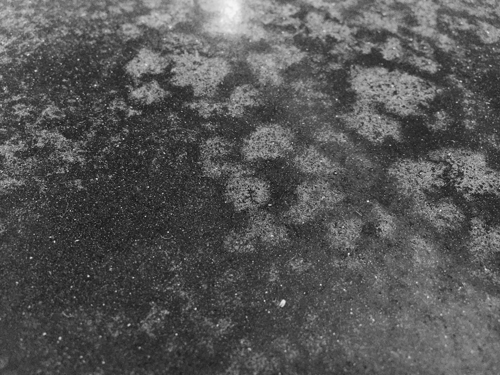 a black and white photo of snow on the ground