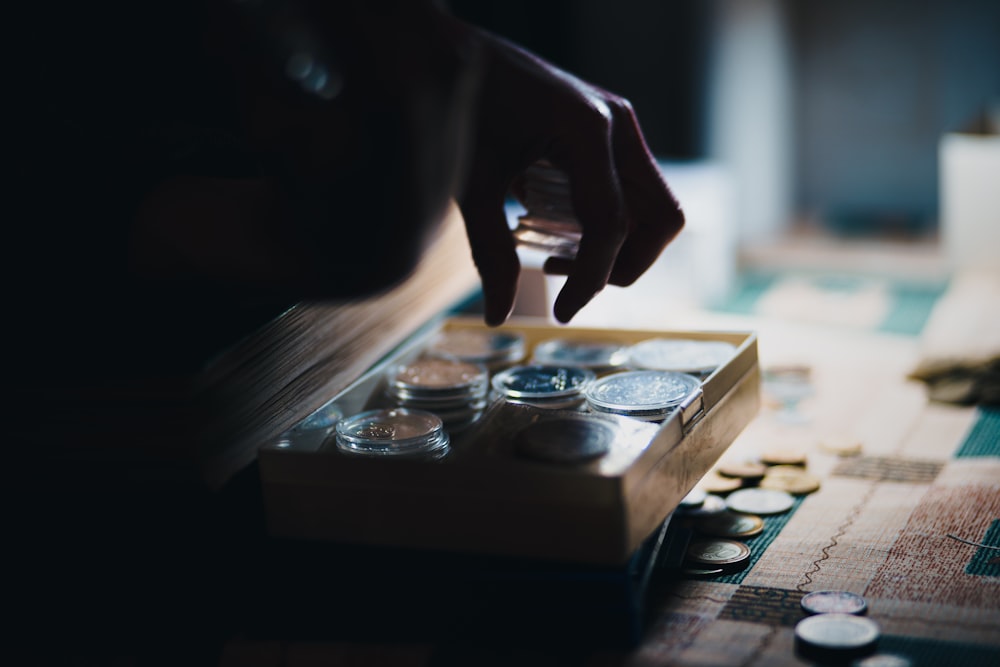 a close up of a person playing a board game