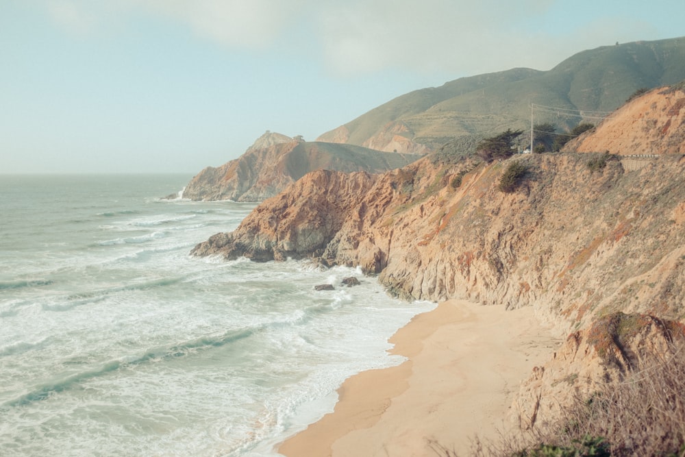 a view of the ocean from a cliff