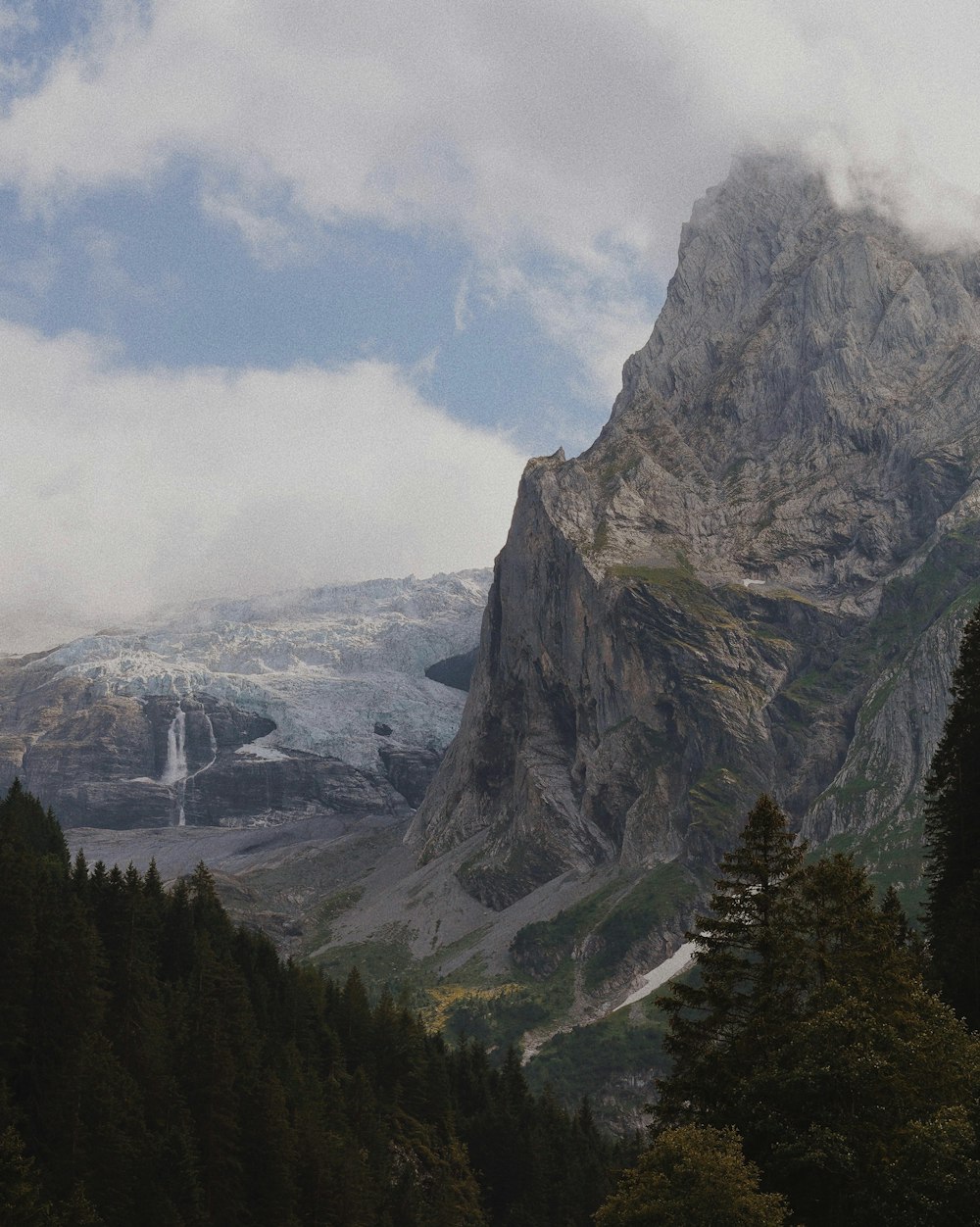 a view of a snow covered mountain