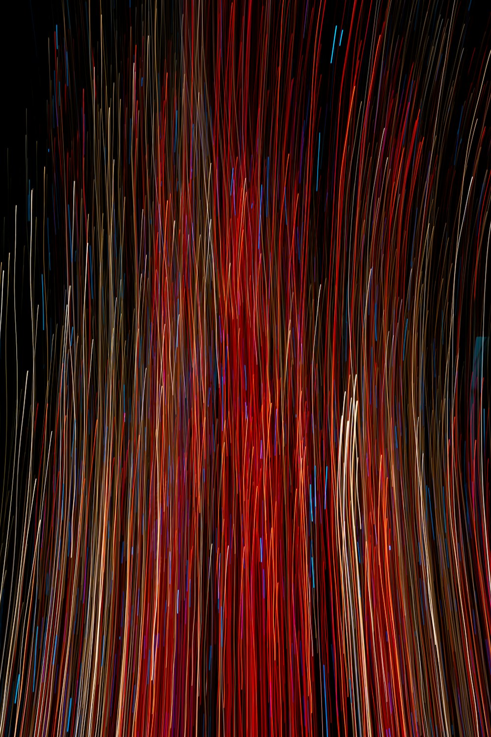 a very long exposure of red and blue lines