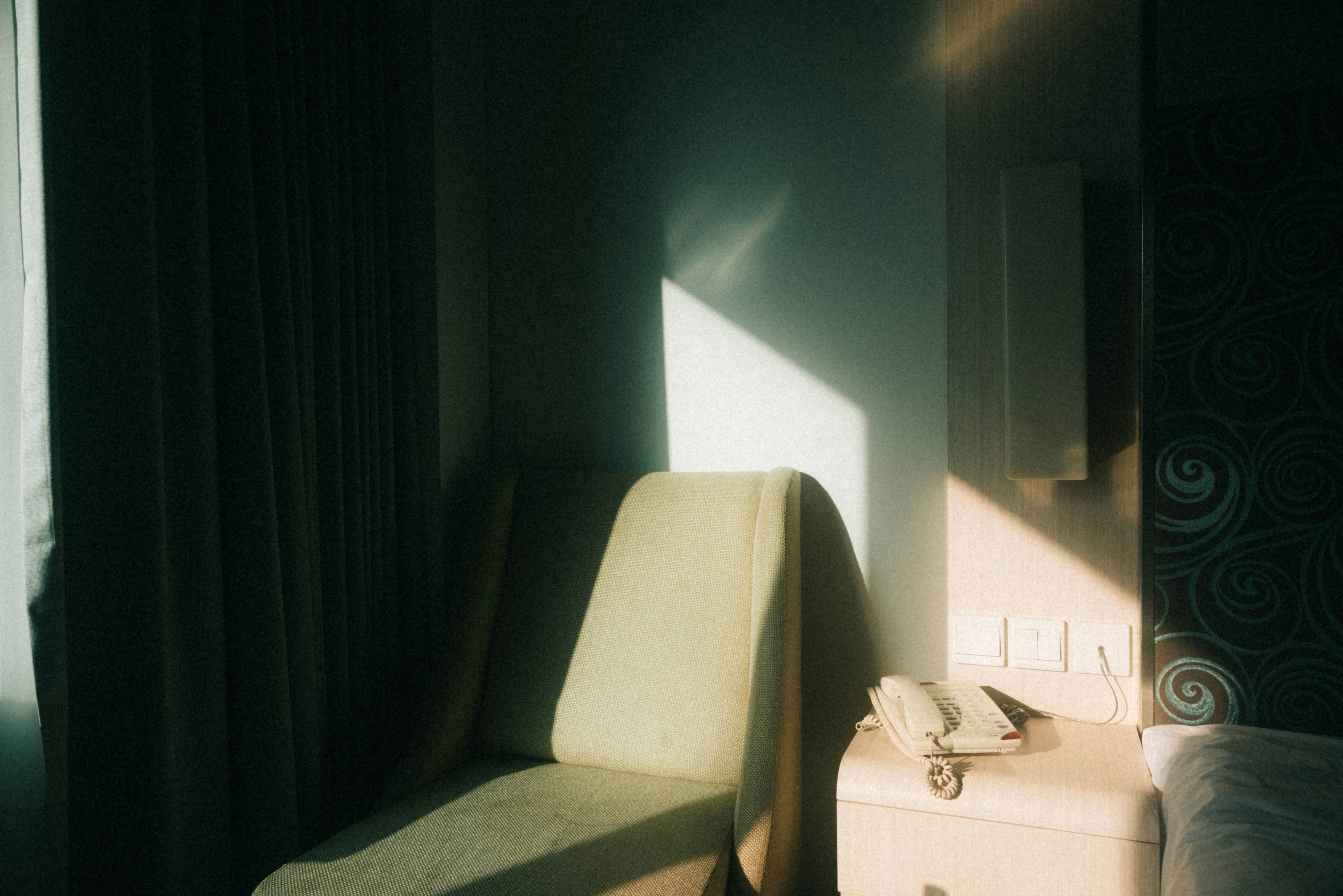 Bedroom with large mirror