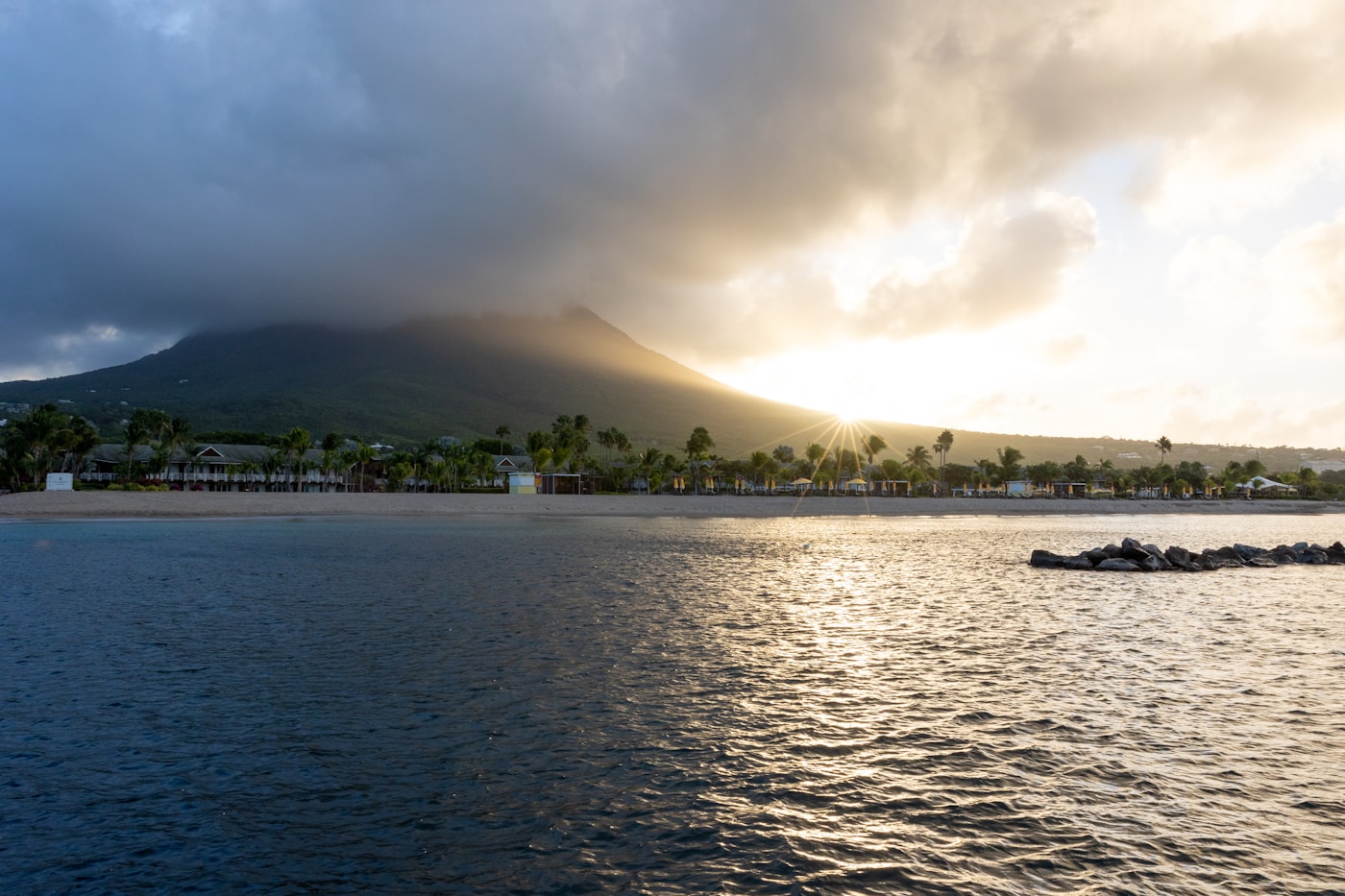 Tropical beach view in Saint Kitts and Nevis