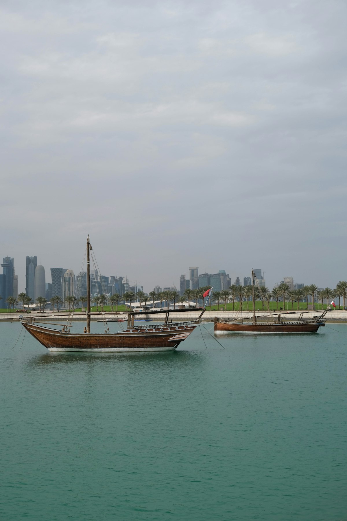 Doha's West Bay skyline in summer haze