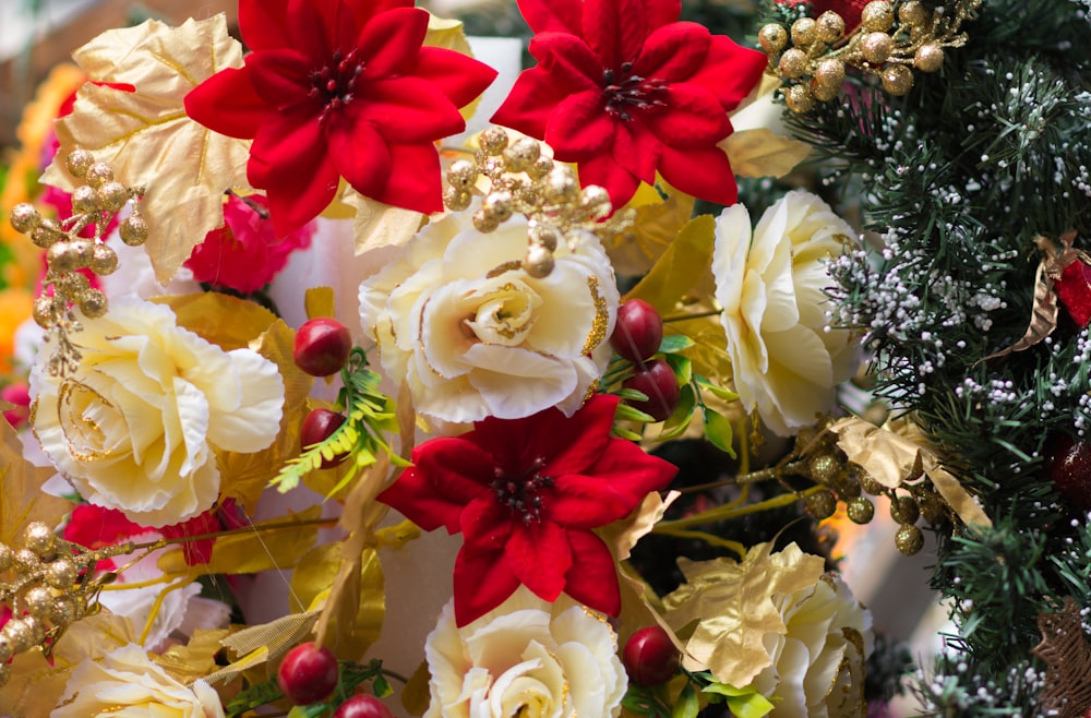 a bunch of flowers that are sitting on a table