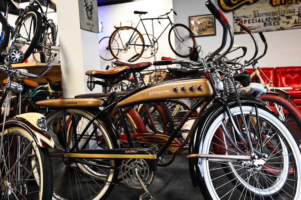 a bunch of bikes that are on display