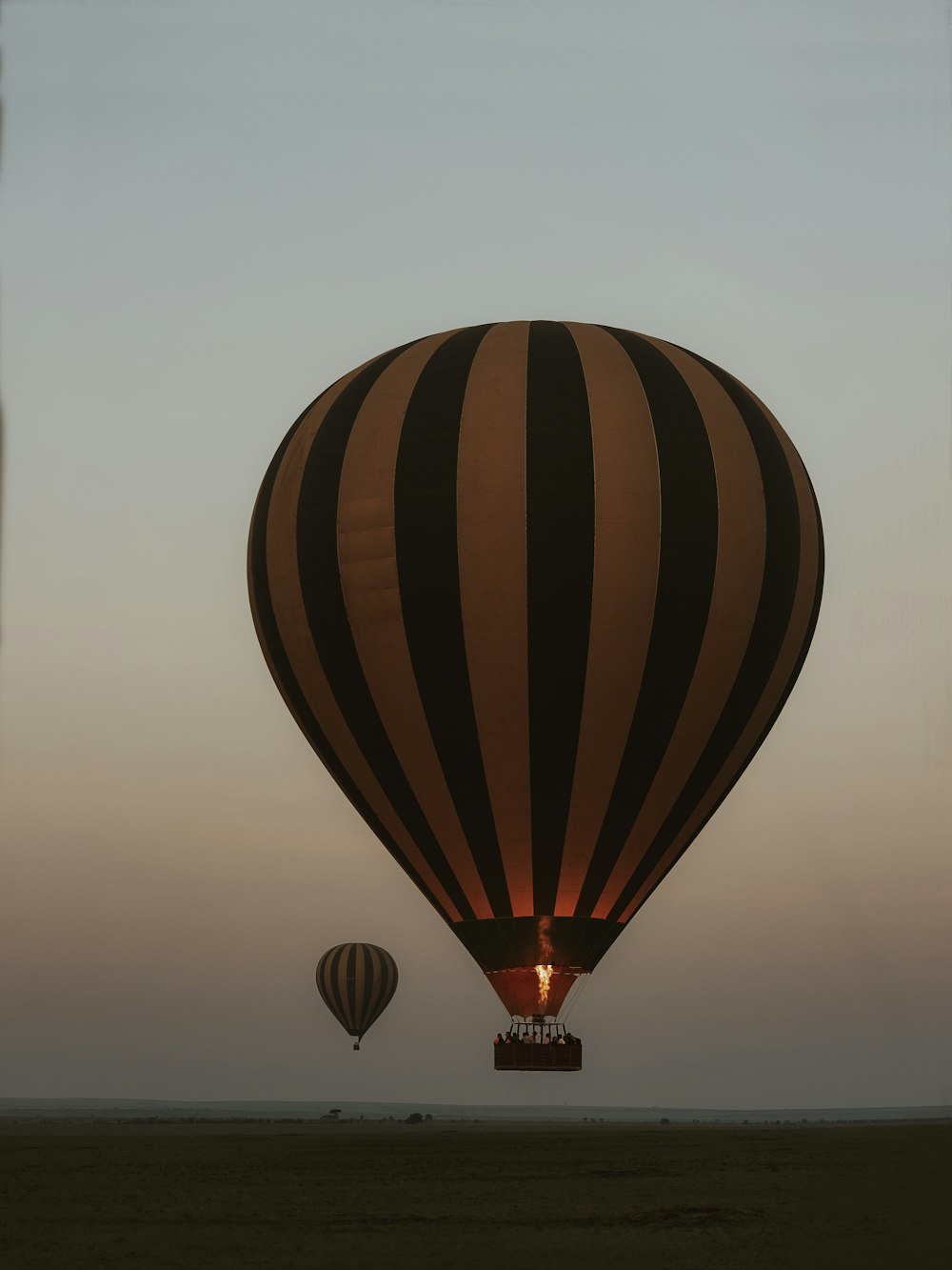 um par de balões de ar quente voando no céu