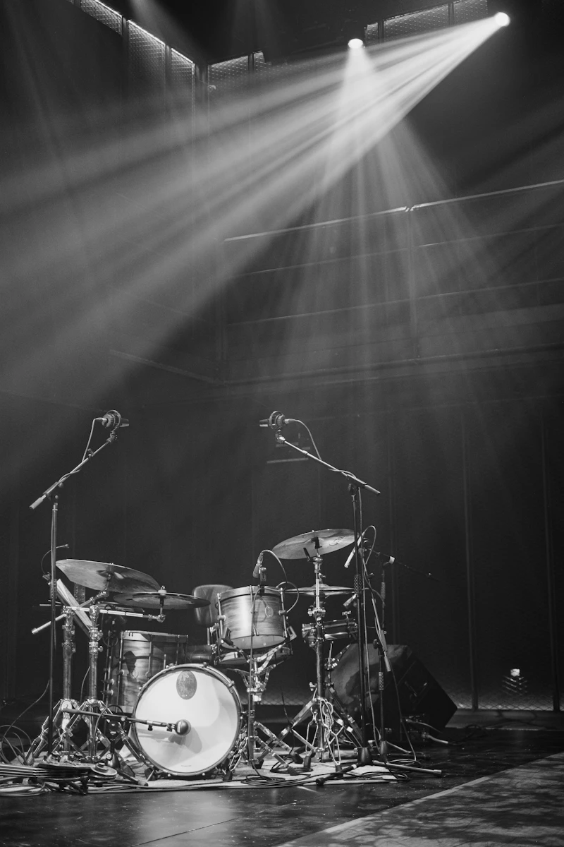 Drum kit under stage lights