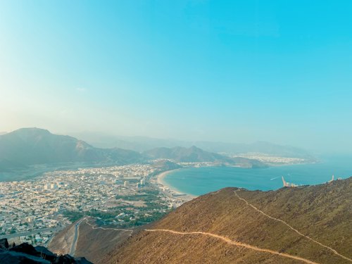 Khorfakkan mountain and coastal view