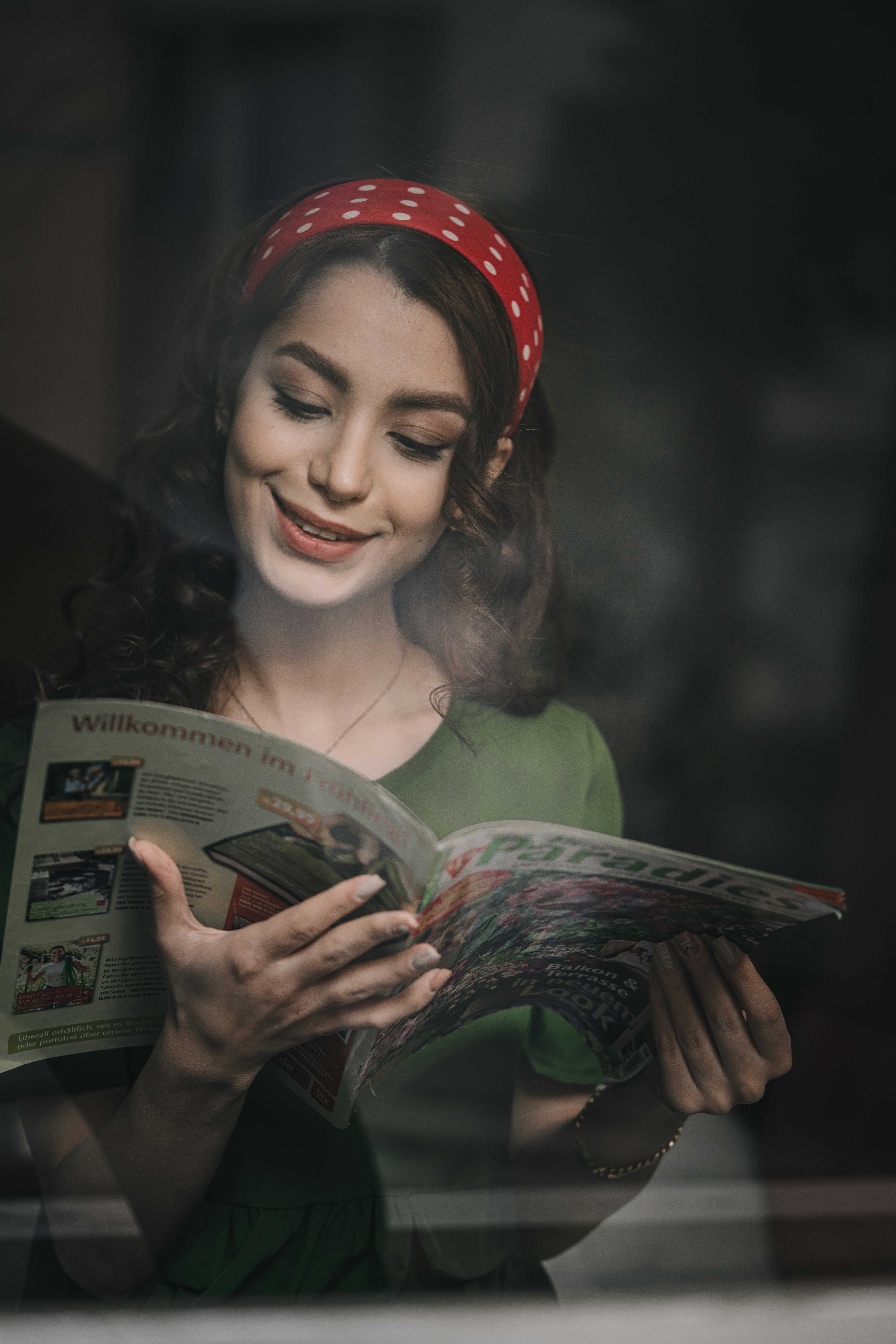 Business owner reading customer reviews