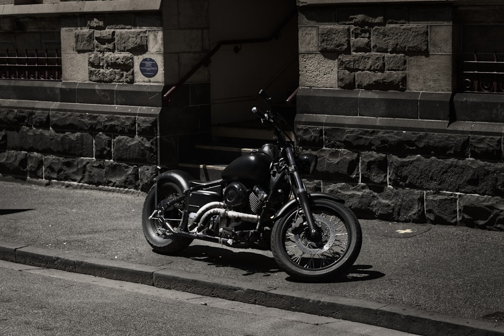 a motorcycle parked on the side of the road