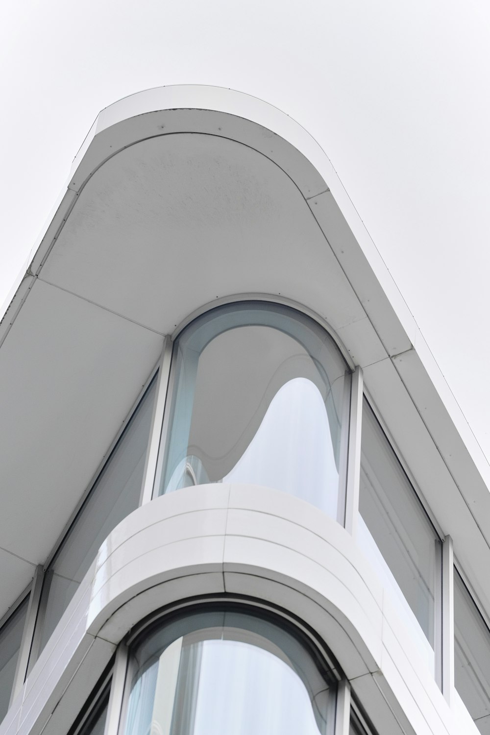 a close up of a curved window on a building