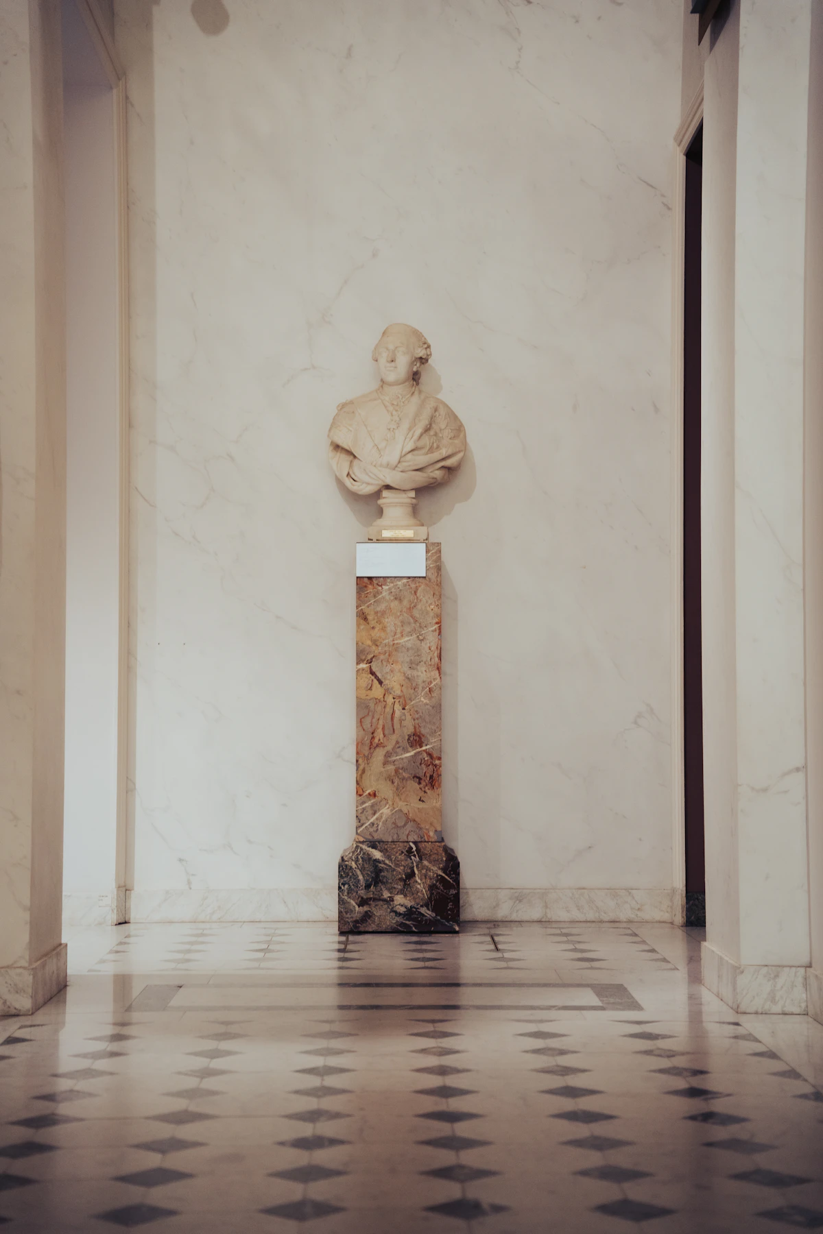 Marble bust on a veined stone plinth