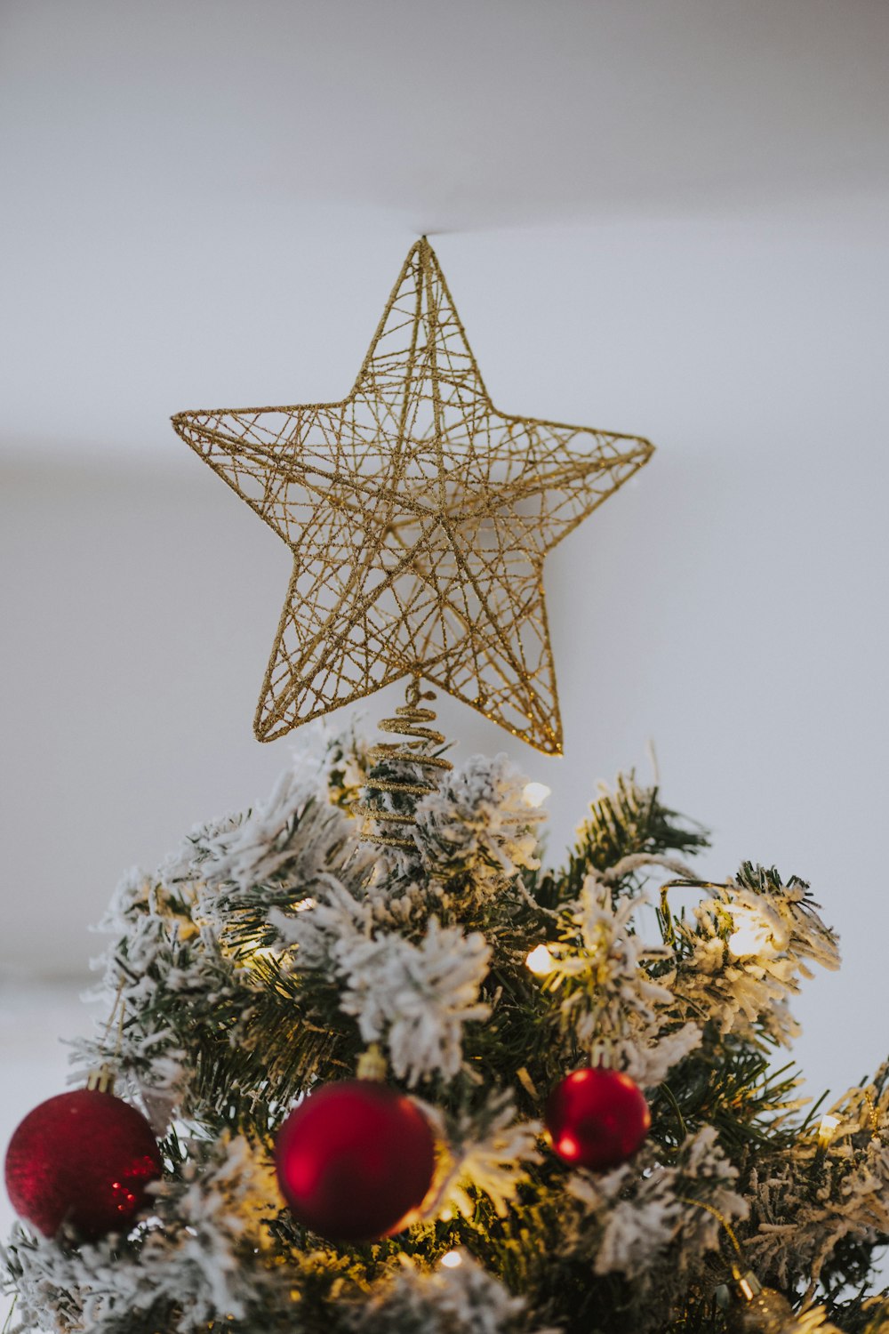 a christmas tree with a star decoration on top of it