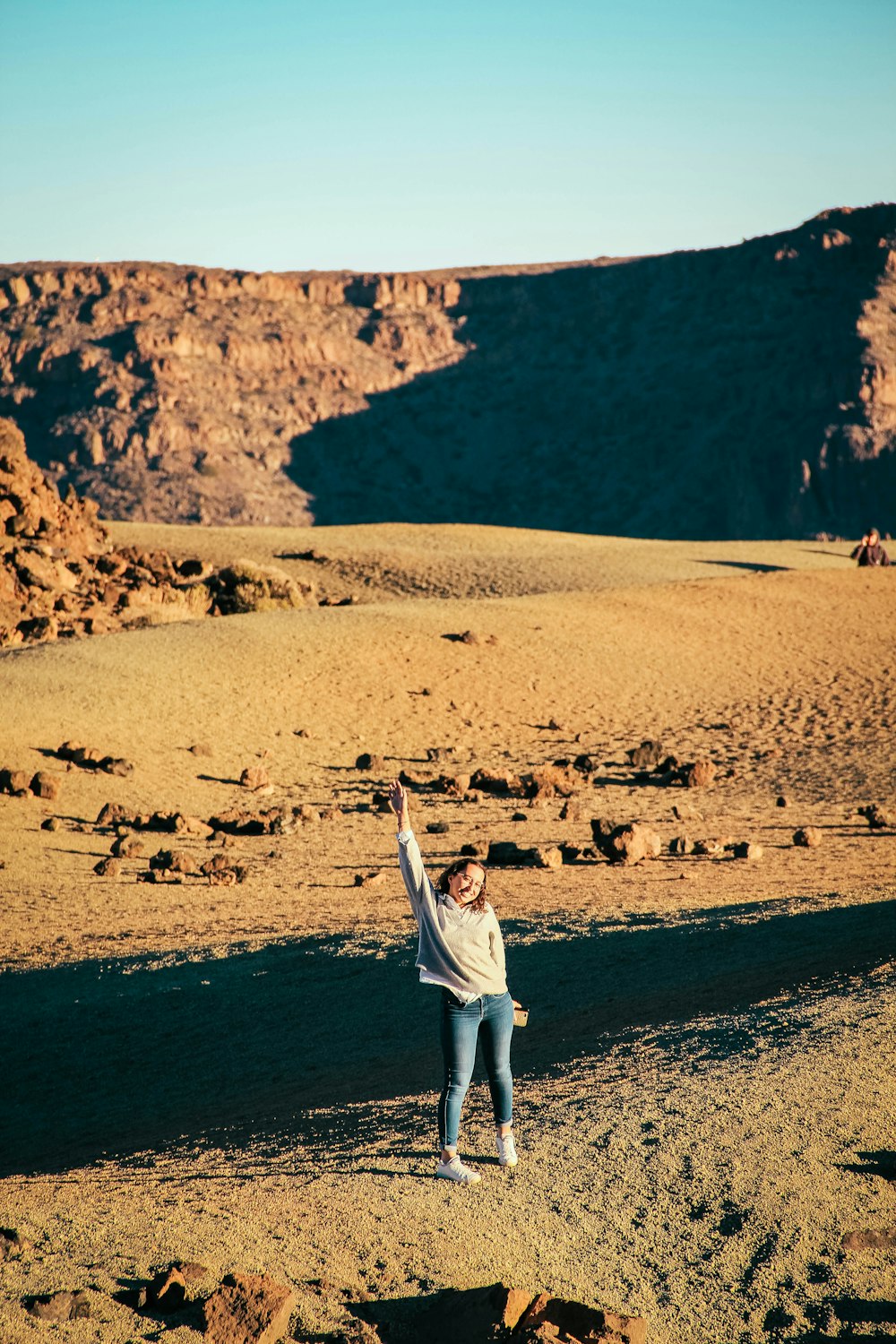 a person standing in the middle of a desert