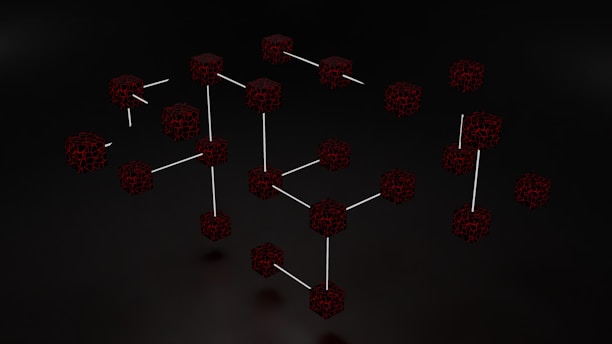 a group of red cubes with sticks sticking out of them