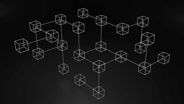 a grid of white cubes connected by white lines against a black background