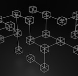 a black and white photo of a bunch of cubes