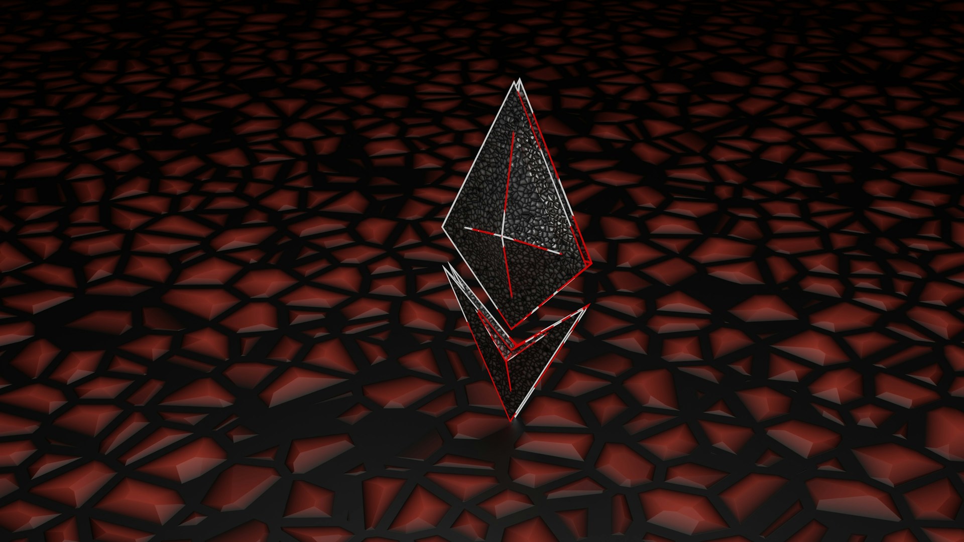 a computer generated image of a diamond on a red background