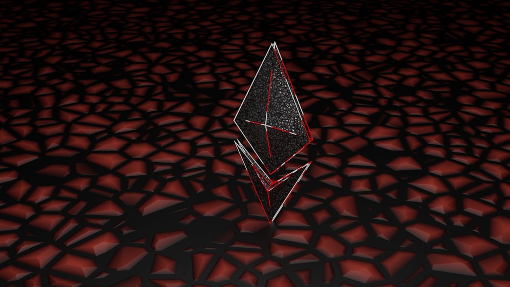 a computer generated image of a diamond on a red background