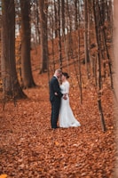 Bride and groom in a Fife woodland—Central Scotland wedding videography moment in autumn.