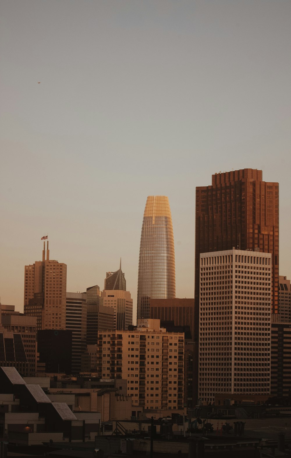 a view of a city with tall buildings