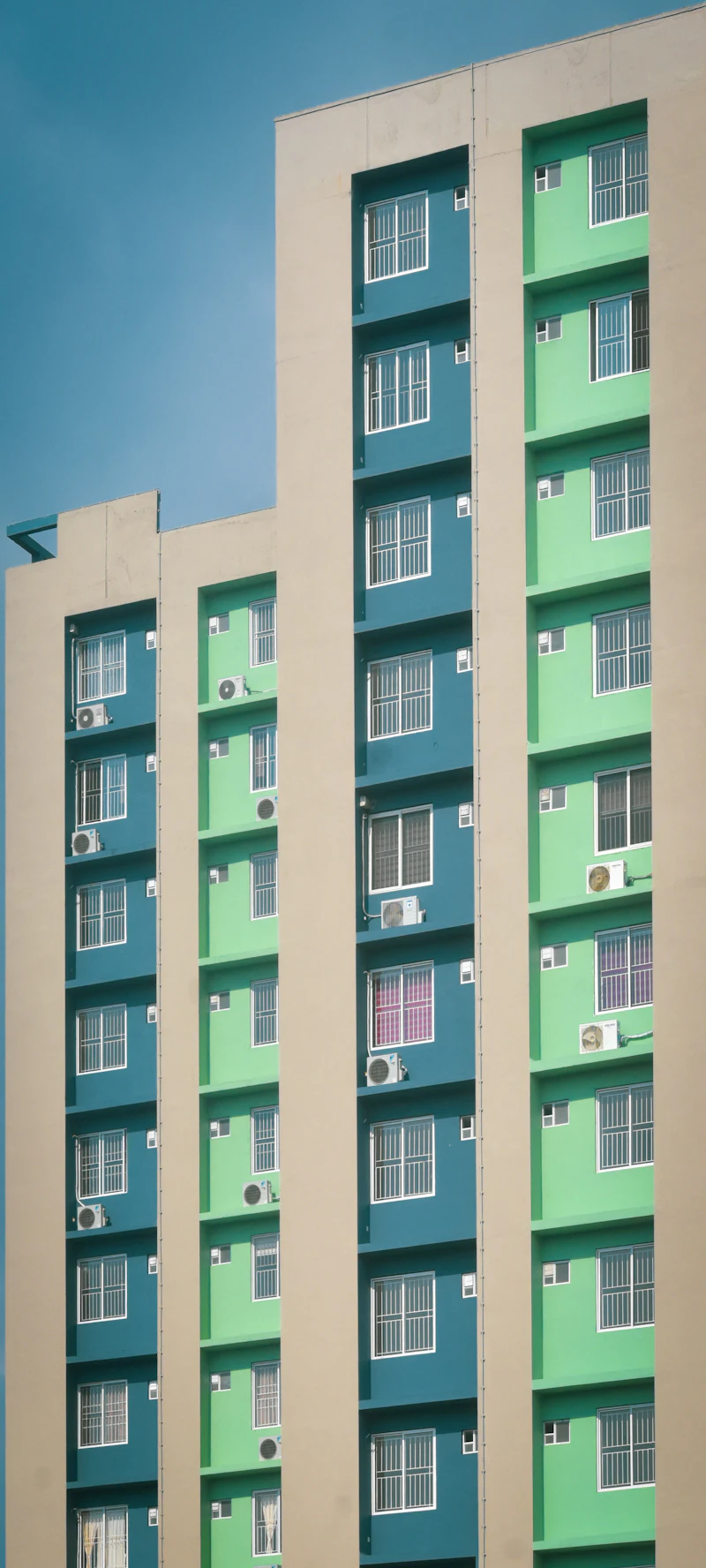 Apartment building with rows of balconies