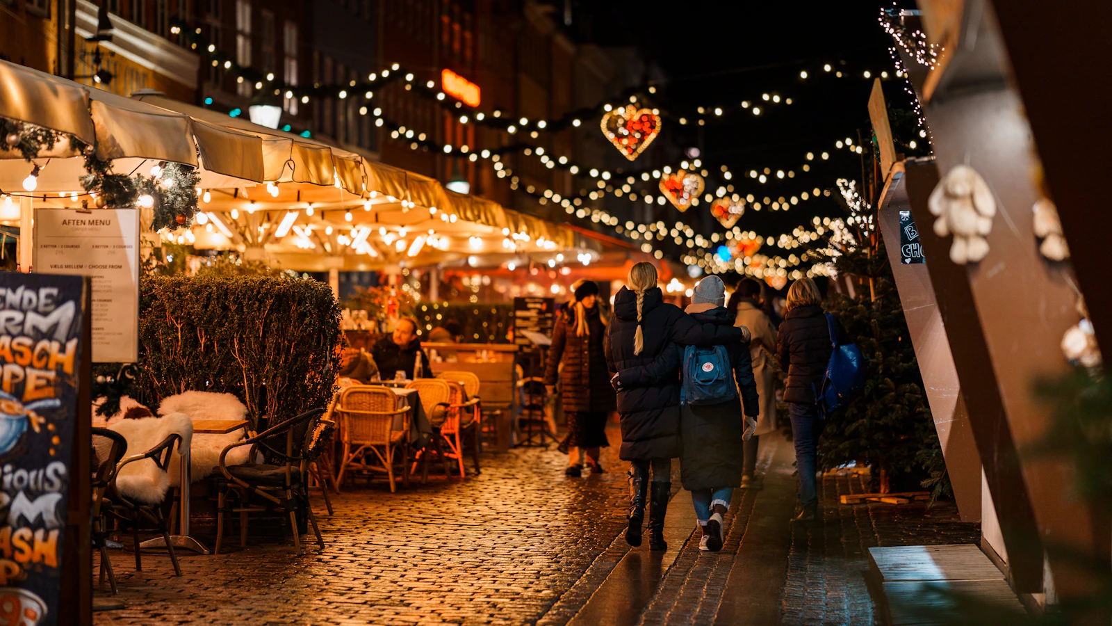 Christmas lights along Nyhavn in Copenhagen