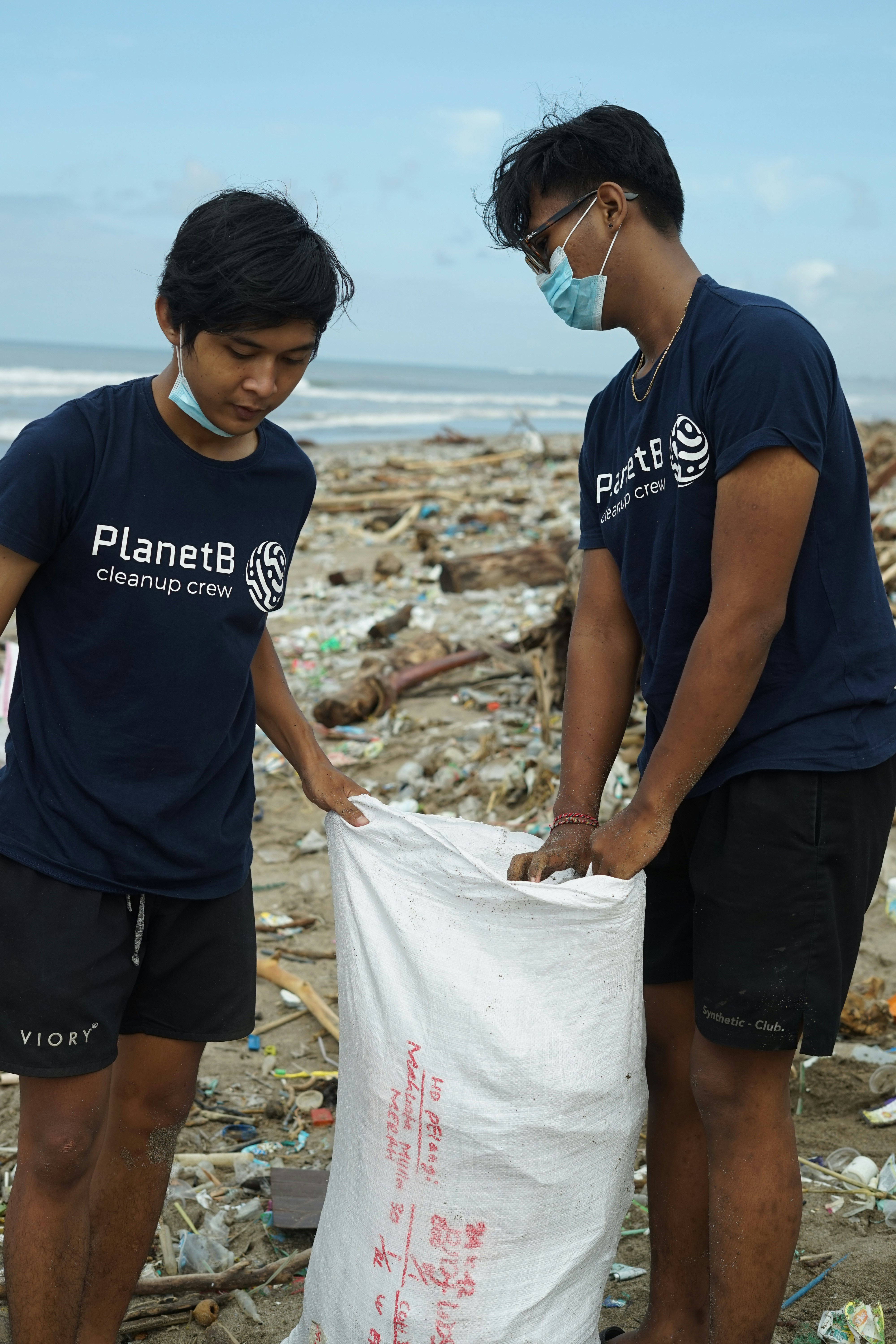 Volunteers participating in a beach clean-up campaign