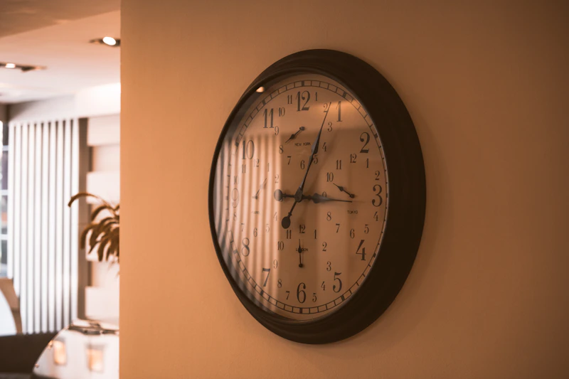Round wall clock showing the time