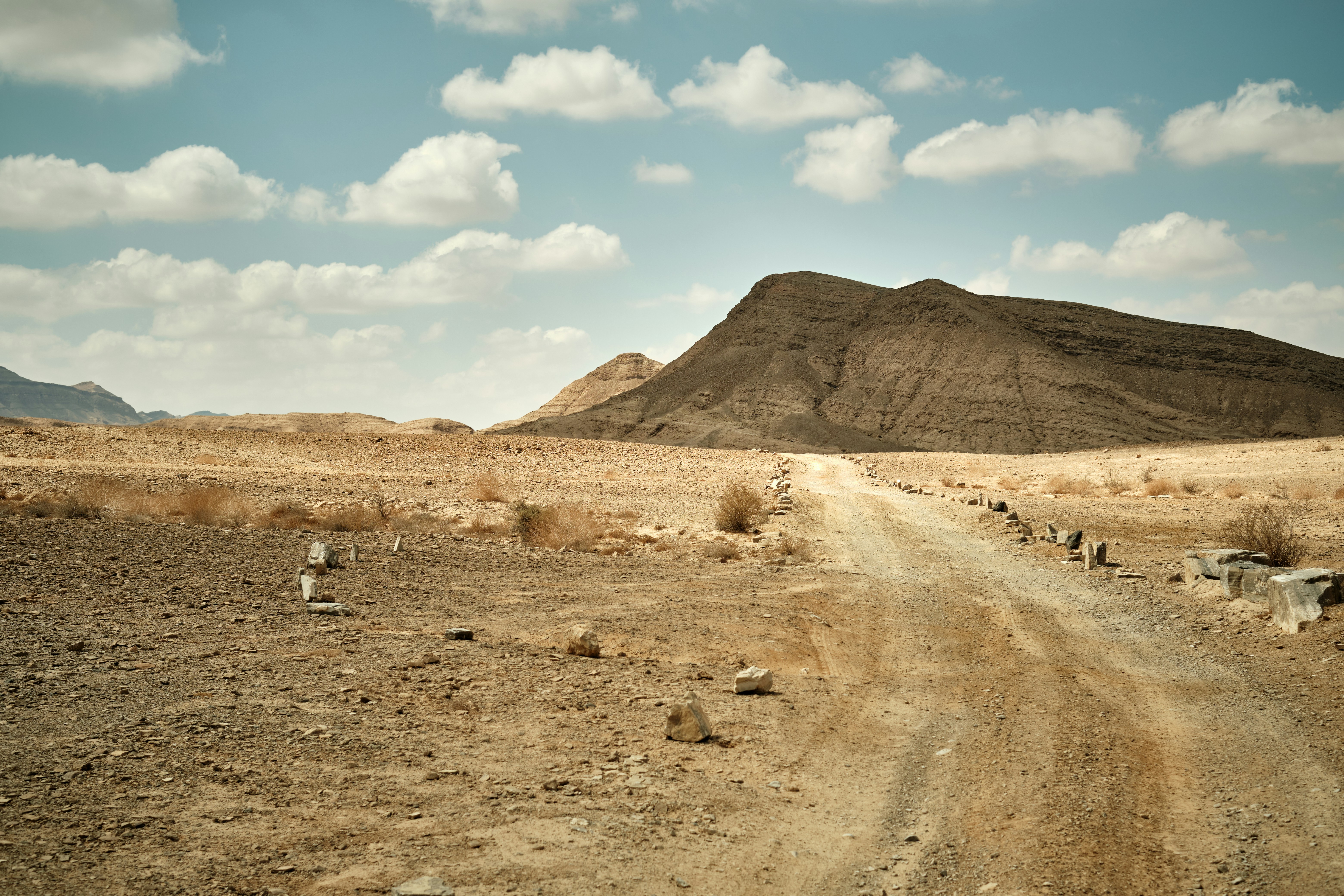 a dirt road in the middle of a desert