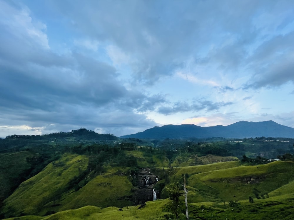 a lush green hillside covered in lush green grass