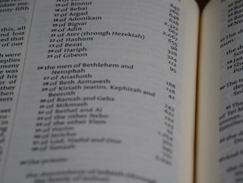 A close-up of an open book page featuring a list of names and numbers, possibly indicating a genealogical or historical record. The text is printed in a clear font, and the page is slightly curved, suggesting a book with several pages.