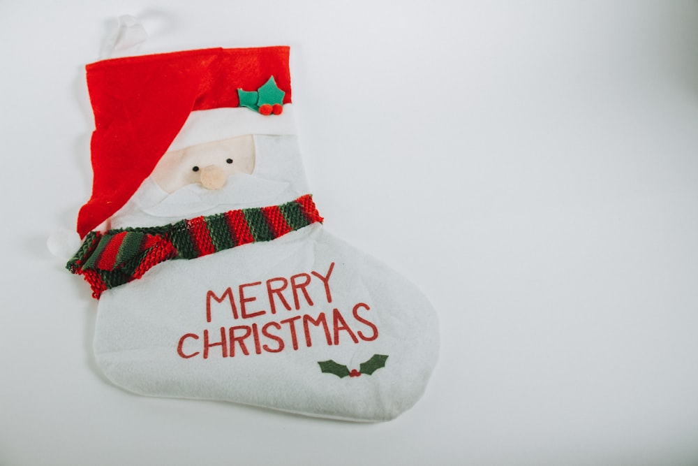 a christmas stocking with a santa clause on it