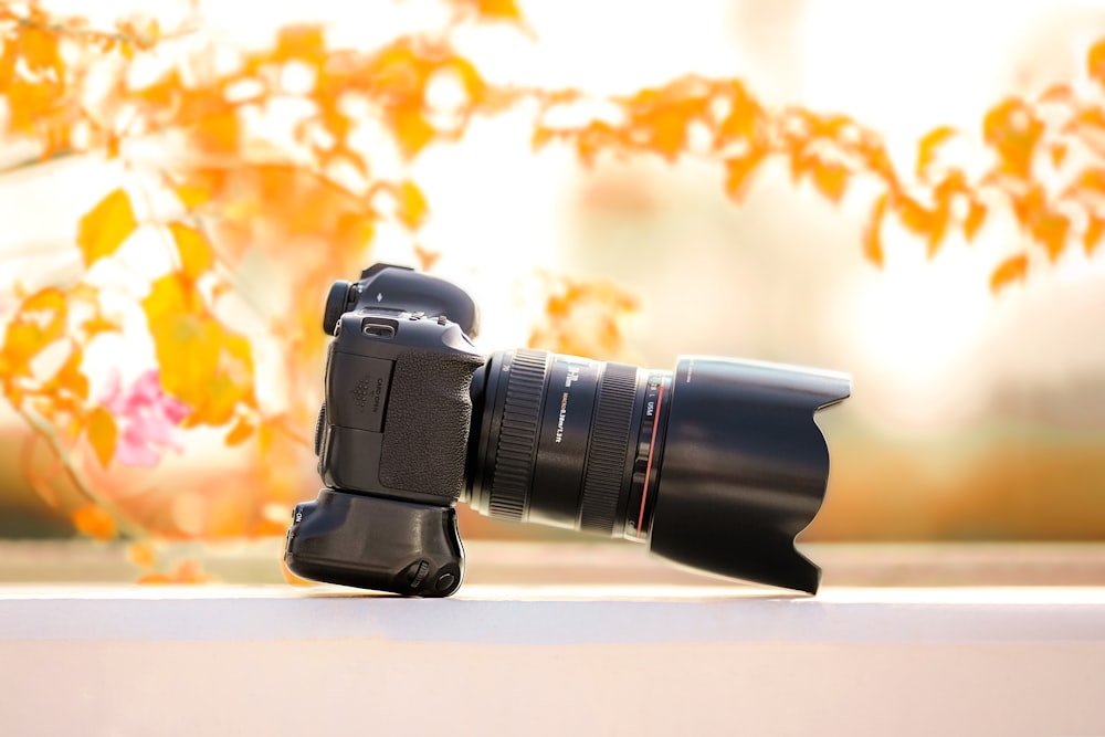 a camera lens sitting on top of a table