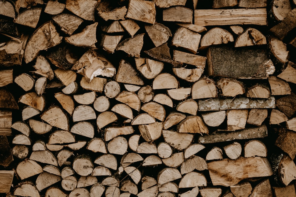 a pile of wood that is stacked up