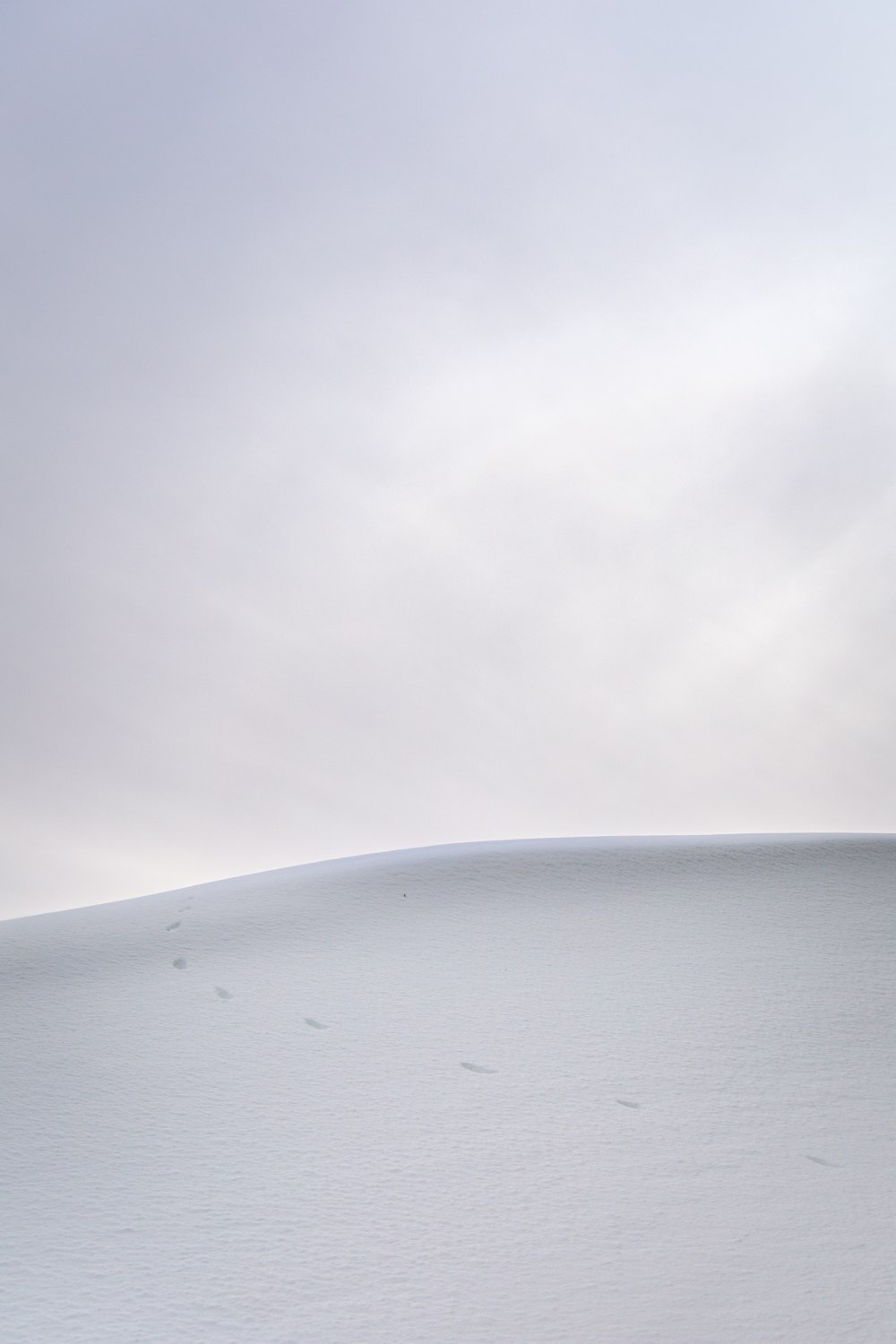 a person walking across a snow covered field