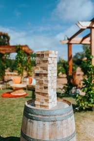 Jenga on oak barrel