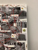 Photograph of a student presentation board illustrating the routes of drug trafficking through Amazonian rivers.