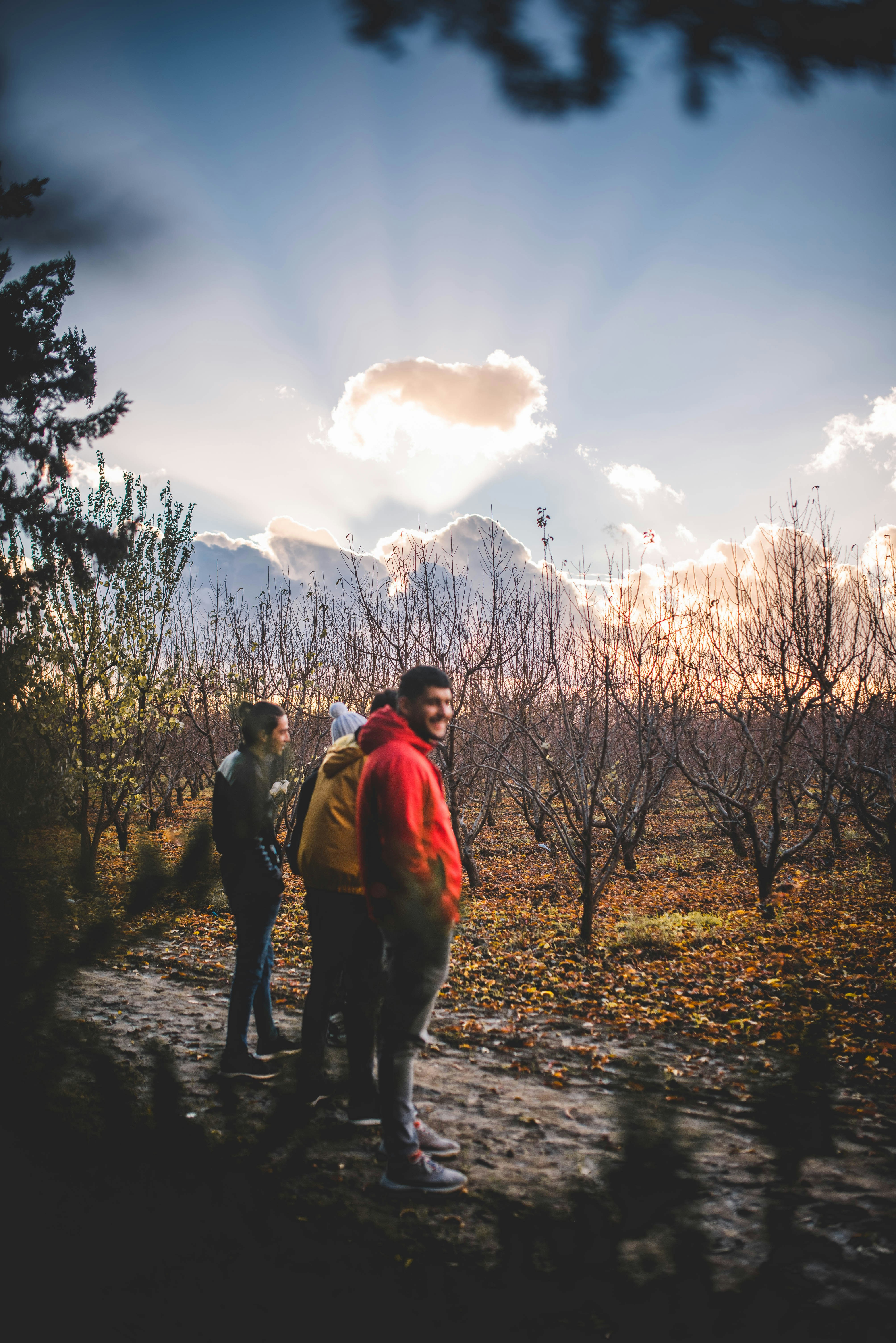 Un par de personas de pie en la parte superior de un camino de tierra