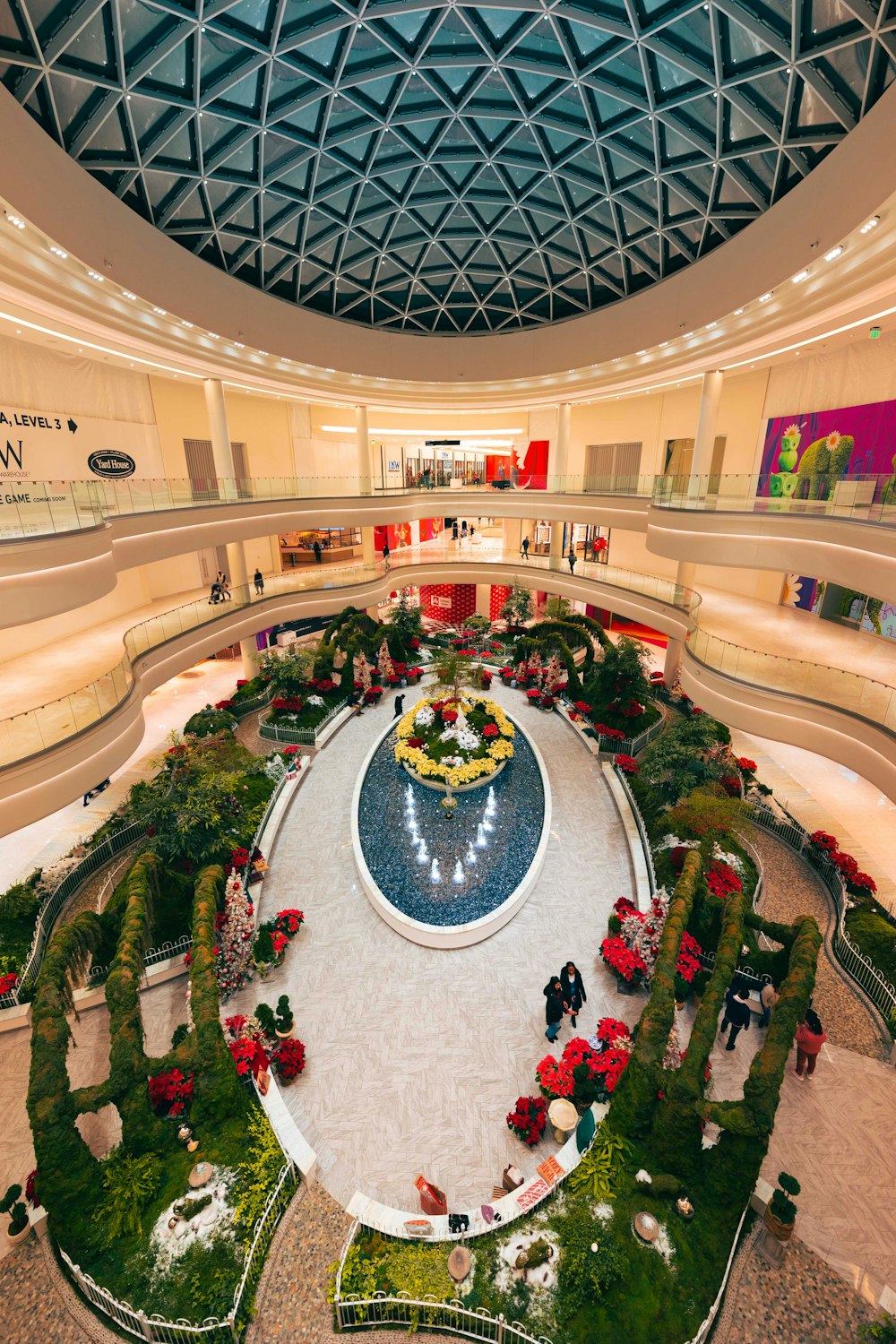 a view of a mall from the top floor