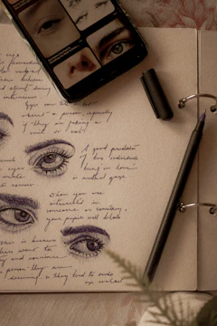 A handwritten journal page filled with notes and sketches.