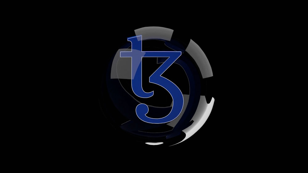 a black and blue logo with the number five