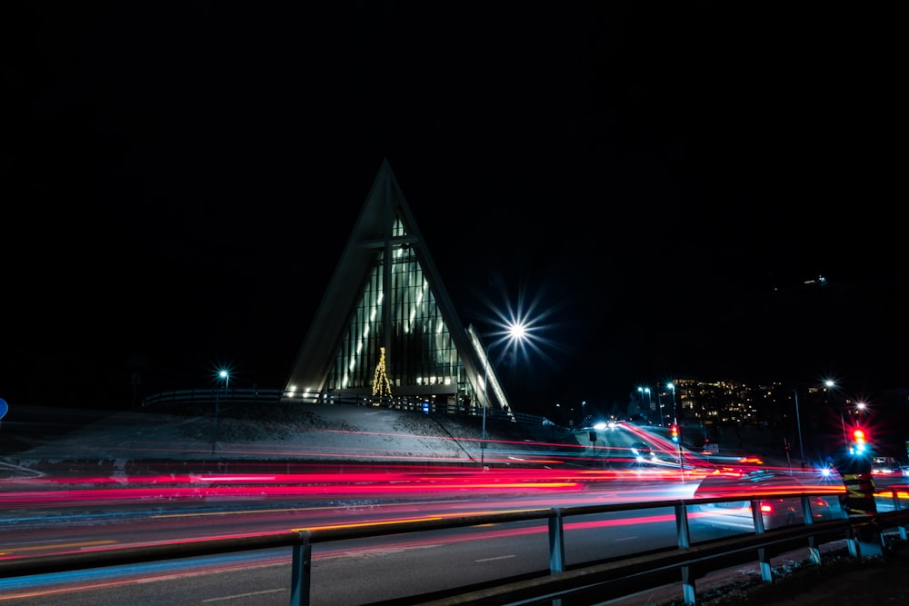 a long exposure picture of a city at night