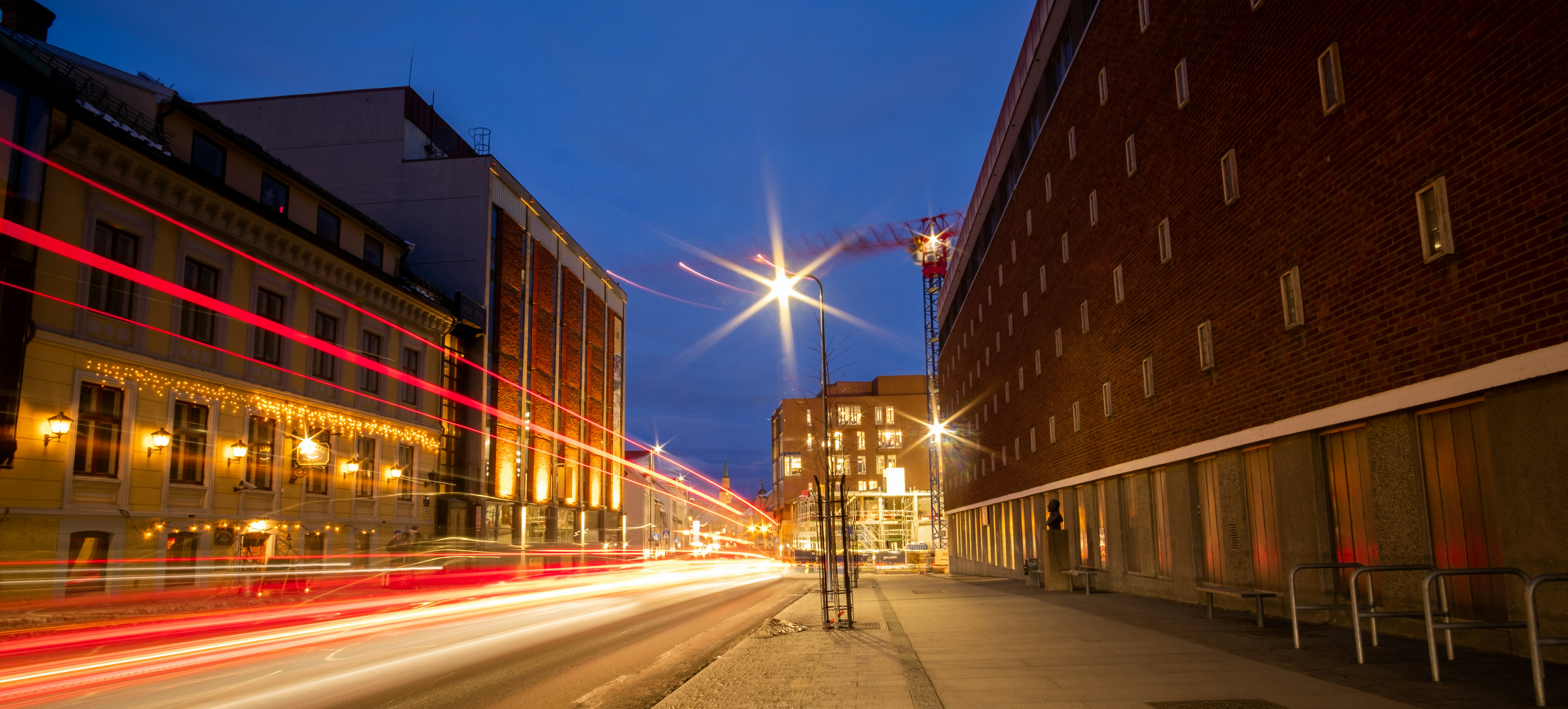 Tromso city street winter