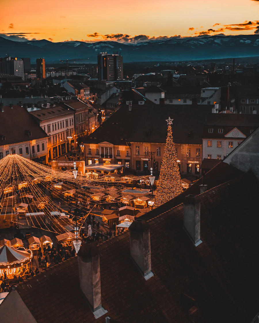 Christmas tree in the Grand Square of Sibiu