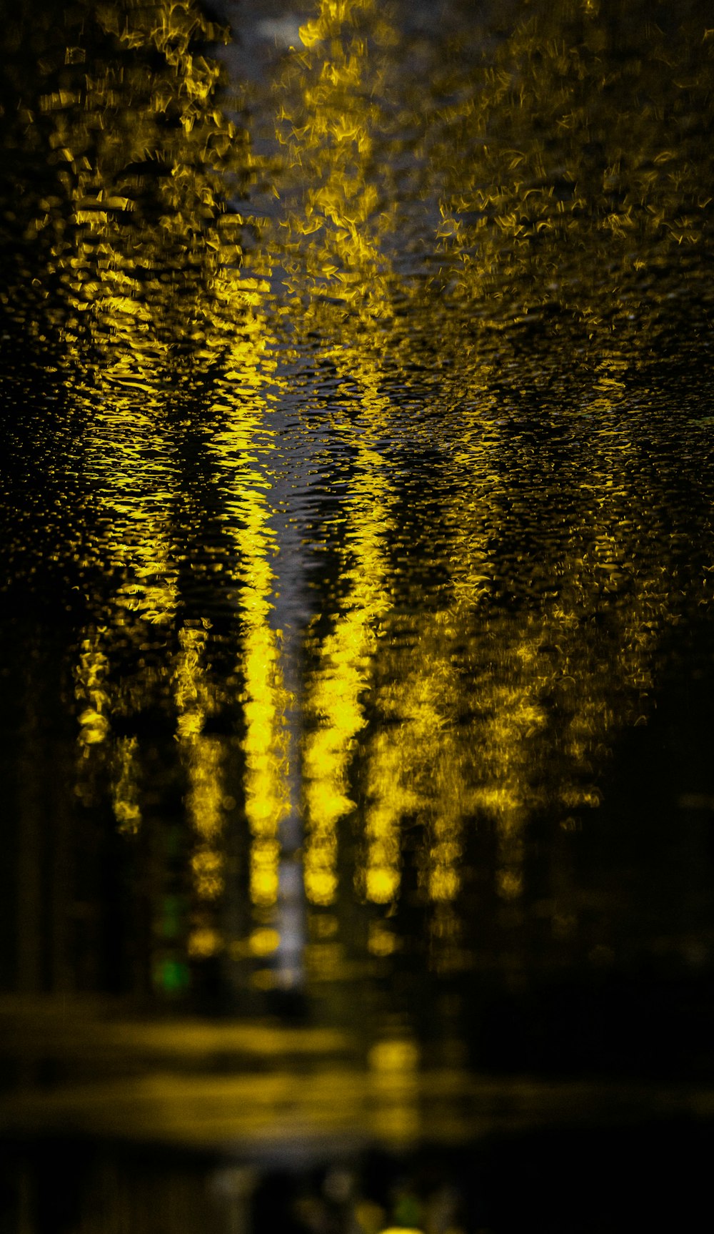 the reflection of a street light in the water